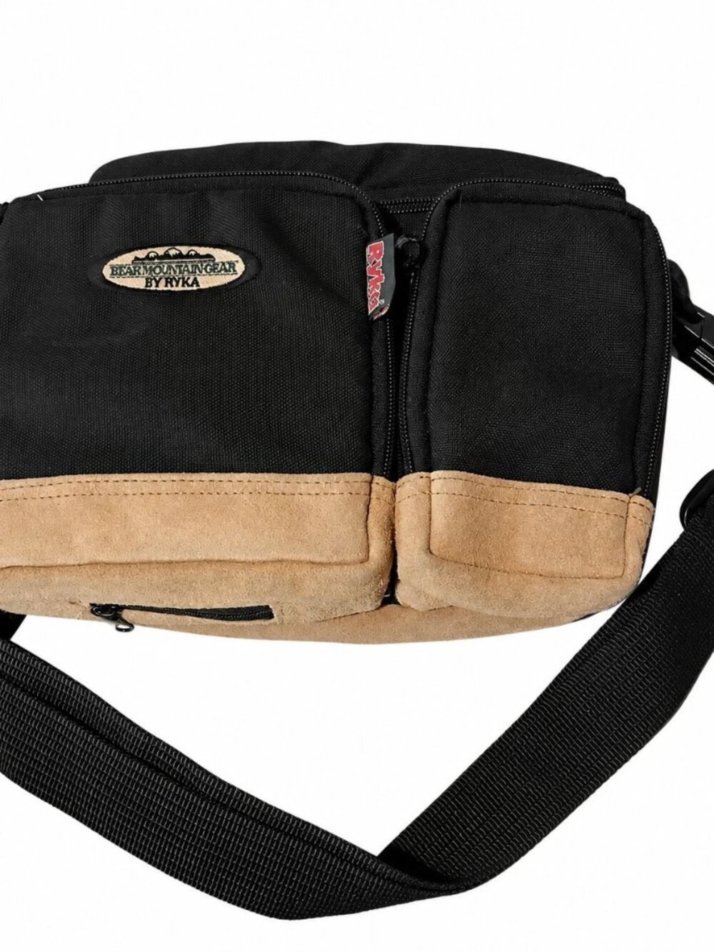 Vintage Ryka Bear Mountain Gear Camera Bag Black Tan Padded Shoulder Case